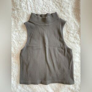 By Together Light Gray Ribbed Mockneck Top